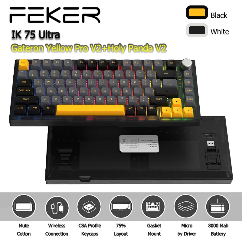 KeysLand Teclado mecánico inalámbrico FEKER IK75 Ultra Pro, interruptor