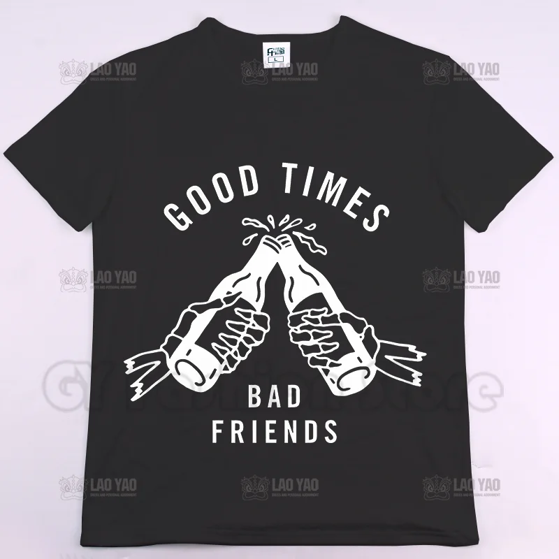 

Лидер продаж, летняя футболка с принтом Good Times Bad Friends, повседневные мужские и женские футболки, модные топы, уличная одежда унисекс