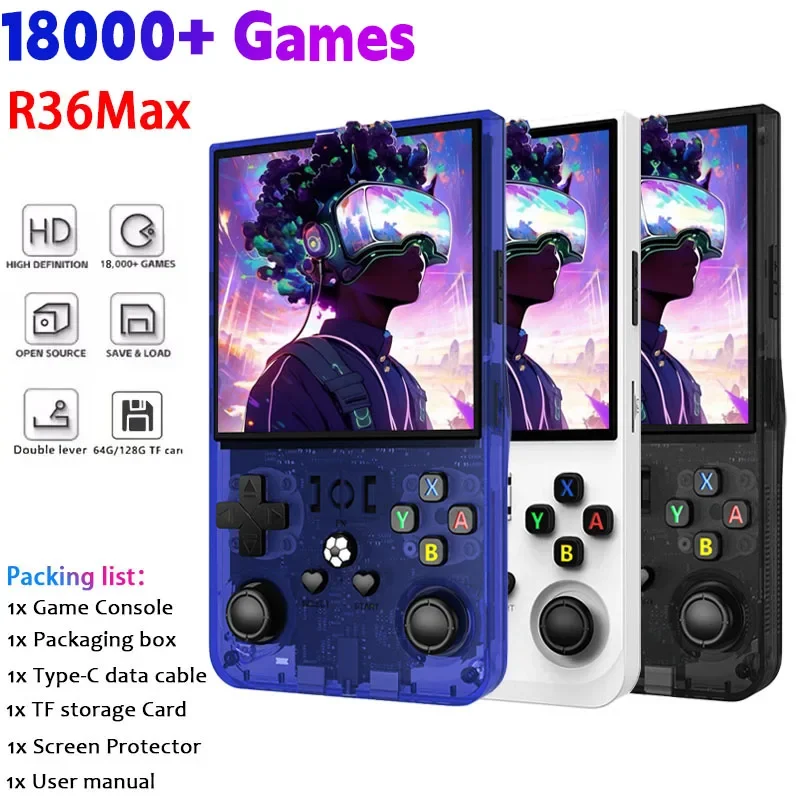 rekey XISKT R36MAX 64G 128G Handheld Game Console Linux System Portable
