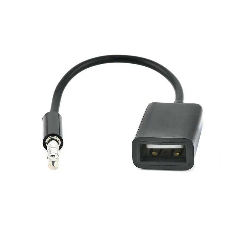 3.5mm Black Male Audio AUX Plug Jack To USB 2.0 Female Converter Adapter Cable Vehicle Navigation MP3 Universal Car Accessories