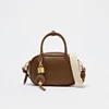 MINI TOPSTITCHED BAG, Wide Strap Women's Vintage Crossbody Bag, Ladies Luxury Design Handbags, Solid Color Small Shoulder Bag