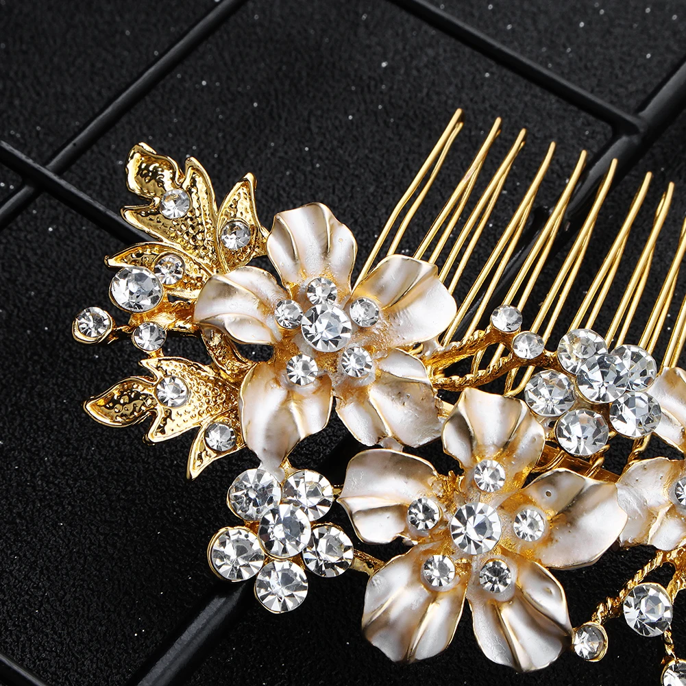 Gold/Silver color metal hair combs Handmade Wedding Hair Combs for Brides Flower shape Hair Clips pins Wedding Accessories