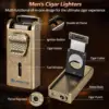Leather Cigar Humidor with Cigar Lighter,Built-in Straight Cigar Cutter and Cigar Punch,Humidifier and Cedar Tray 5