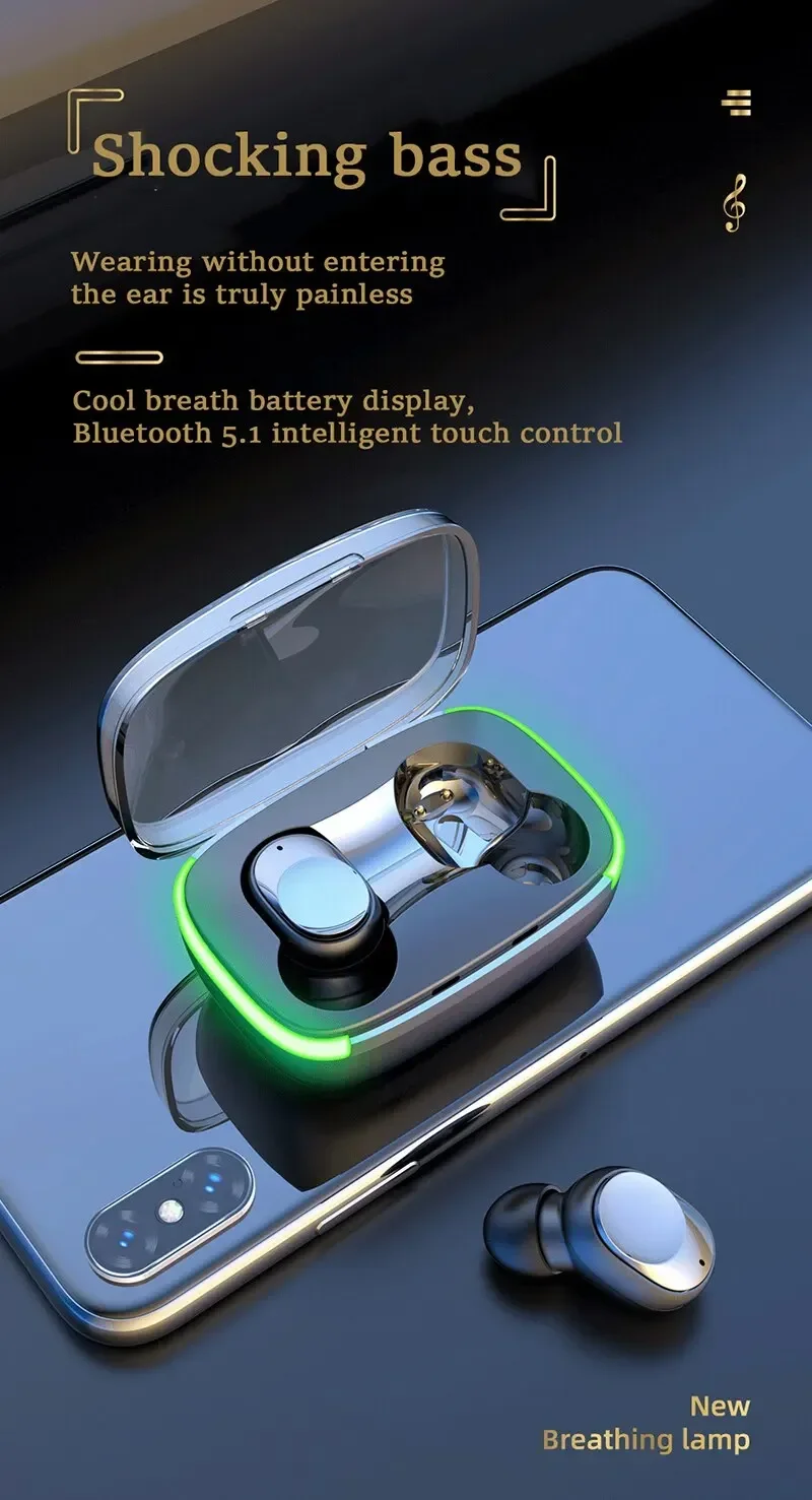 Description Picture 2 of itemY60 Earphone TWS blueteeth 5.1 Headphones True Wireless Stereo Earbud in Ear Waterproof Sports Mobile Phone Headset