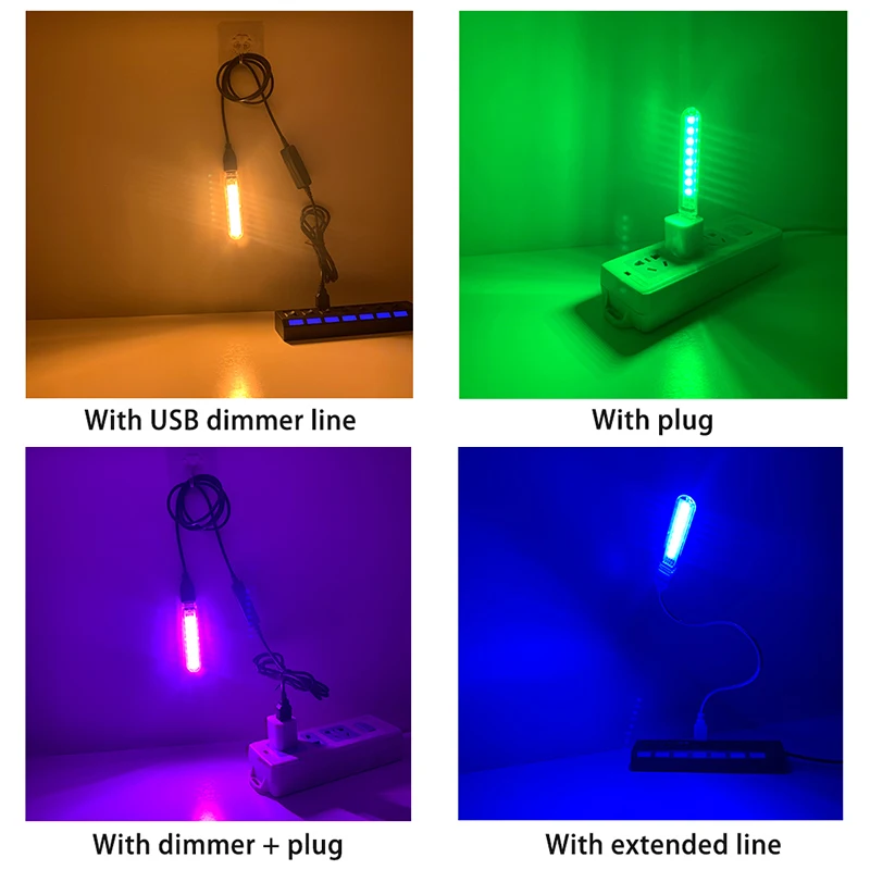 รูปสินค้า โคมไฟตั้งโต๊ะ LED สีสวย 4 ดวง ประหยัดไฟ USB