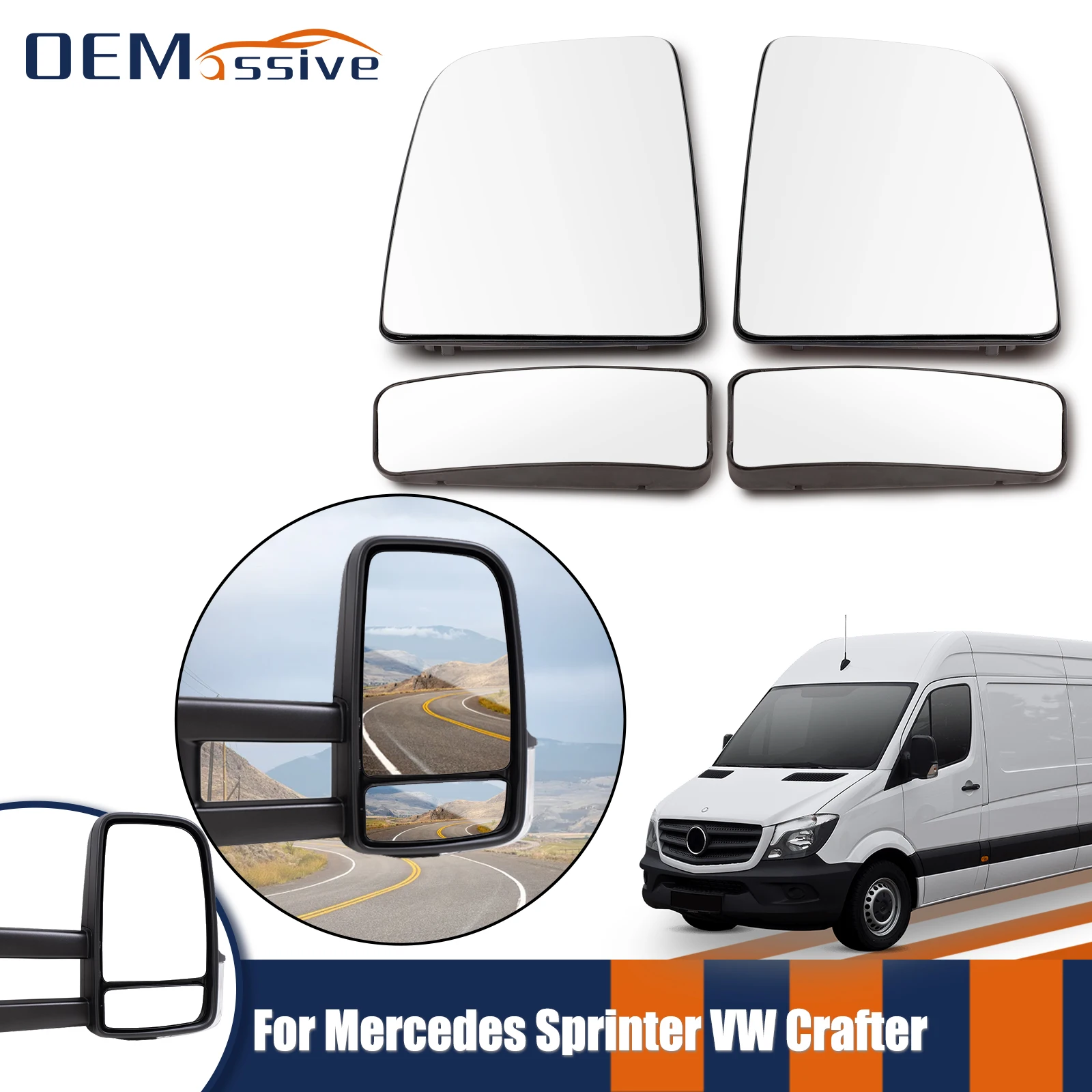 Black Rearview Mirror Cap Replacement For Mercedes Sprinter 906 (2006-2018) - Left Side, Scratch Resistant