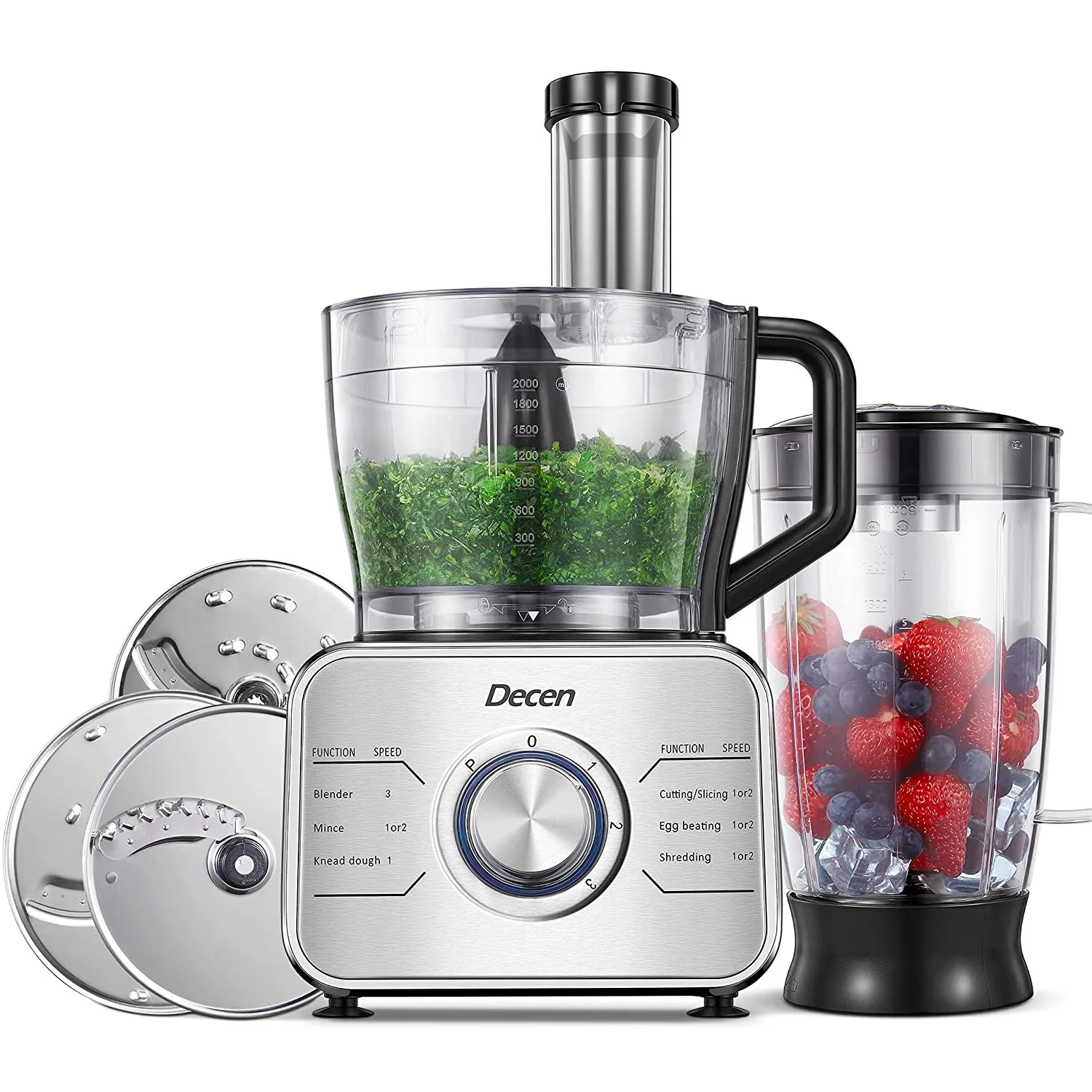 Decen Food Processor Multifunctional 1100W Mixer Food Processor with 3 