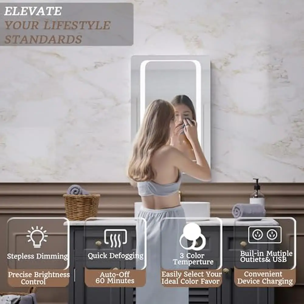 20x30" LED Lighted Mirror Aluminum Bathroom Recessed Medicine Cabinet