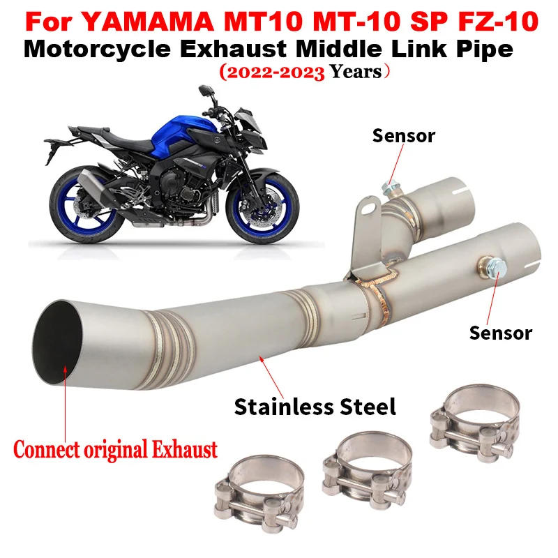Motorcycle Exhaust Escape Modify Middle Link Pipe Connect Original Muffler Slip On For YAMAMA MT10 MT-10 FZ10 MT10 SP 2022 2023