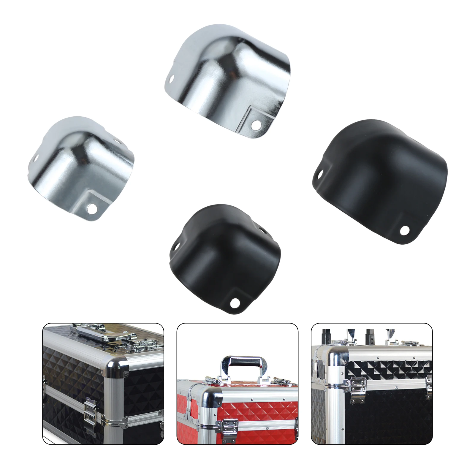 Black Metal Corner Protectors - Pack Of 8 With Screws For Furniture, Wood Boxes, Flight Cases