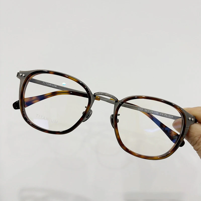 Japanischen Stil Neue Ultra-Licht Reinem Titan Gläser Frauen Männer Gebürstet Metall Textur Rahmen High-end IP Galvanik brille – Detail 5