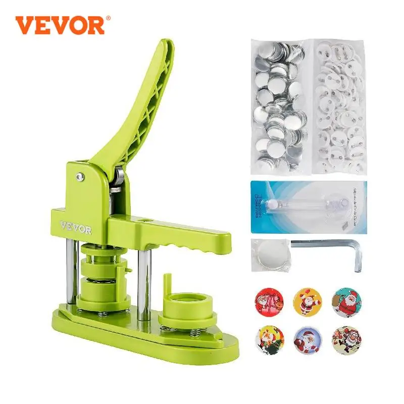 

VEVOR 25MM 58MM Badge Button Maker Machine DIY Pin Brooches Press Making Tool with 500 or 1000Pcs Button Parts & Circle Cutter