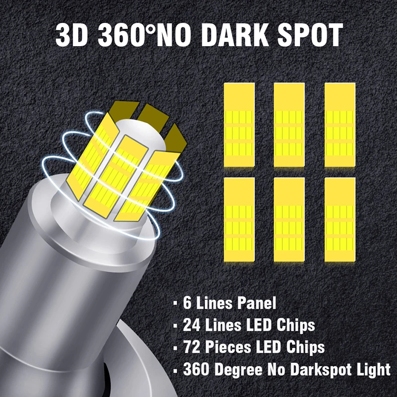 LED Canbus 360 미니 자동차 헤드라이트 전구, 플러그 앤 플레이 앰플 LED, 3D 자동차 LED 램프, H7, H1, H11, H8, H9, 9005, HB3, 9006, HB4, 2X