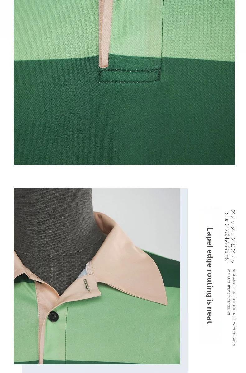 Minecraft Steve Cosplay Green Striped Polo Shirt for Men (Unofficial)