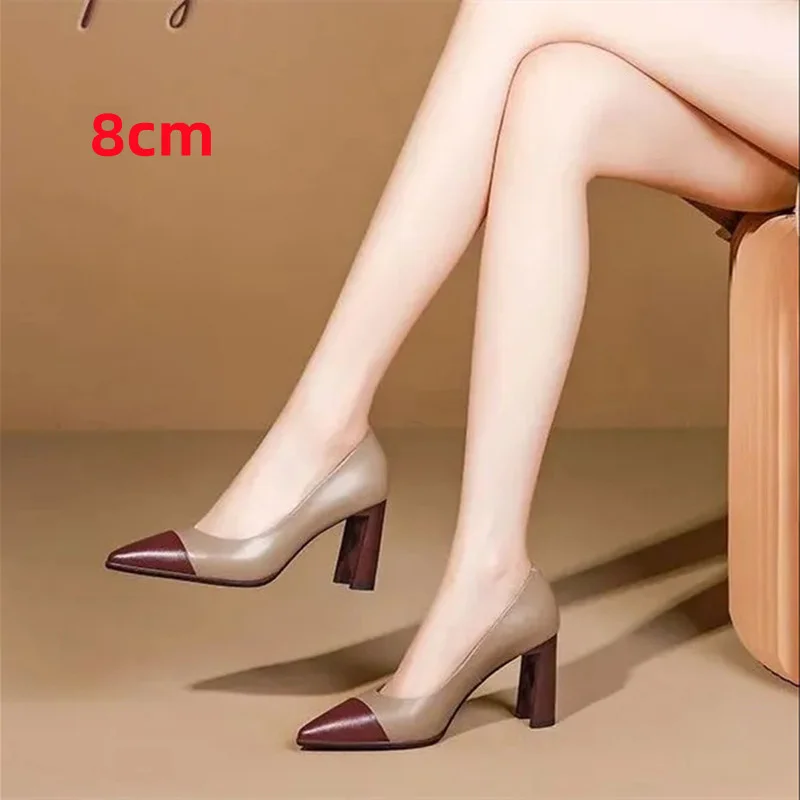 

Women Cute Pointed Toe High Quality Multi Color Brown High Heel Shoes Lady Classic Office Heel Pumps Elegant Stylish Shoes G395