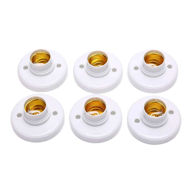 2/6pcs Round E14 White LED Lamp Screw Cap Socket White Ceiling Light Lamp Bulb Fixing Base Stand Light Bulb Holder