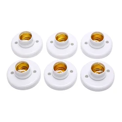 2/6pcs Round E14 White LED Lamp Screw Cap Socket White Ceiling Light Lamp Bulb Fixing Base Stand Light Bulb Holder