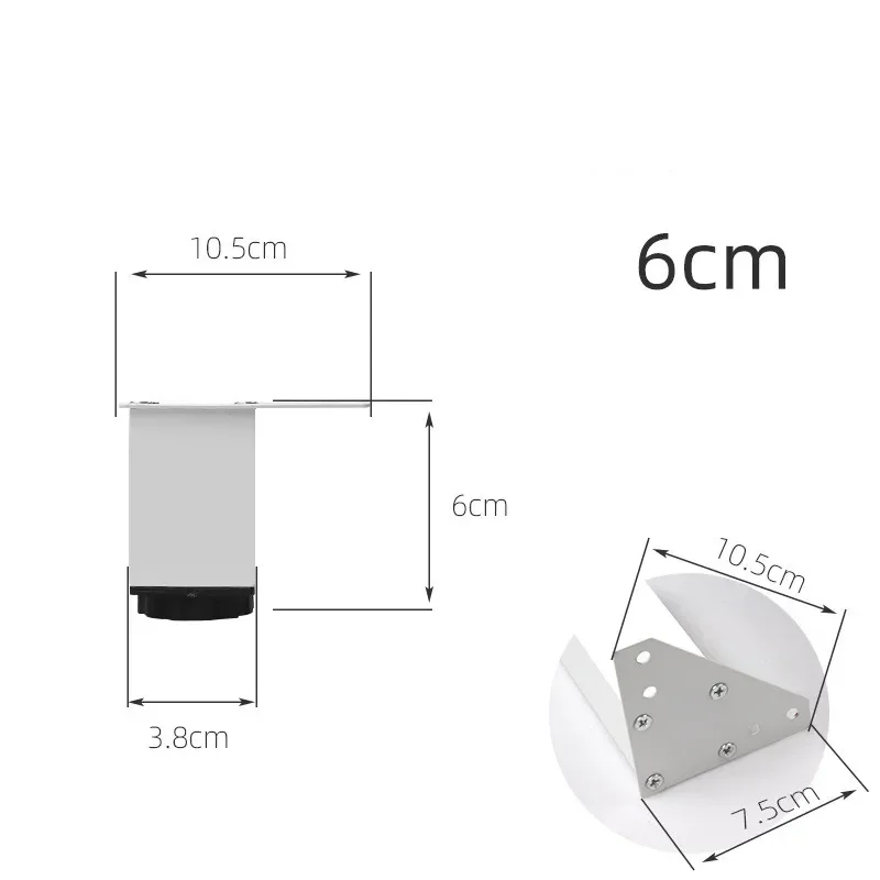 Pies cuadrados ajustables para muebles de baño, pies de aleación de aluminio, color blanco y negro, 1 piezas