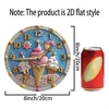 Wooden Wall Clock with Ice - Cream Pattern, Ideal for Home Decor, Uses AA Batteries 2