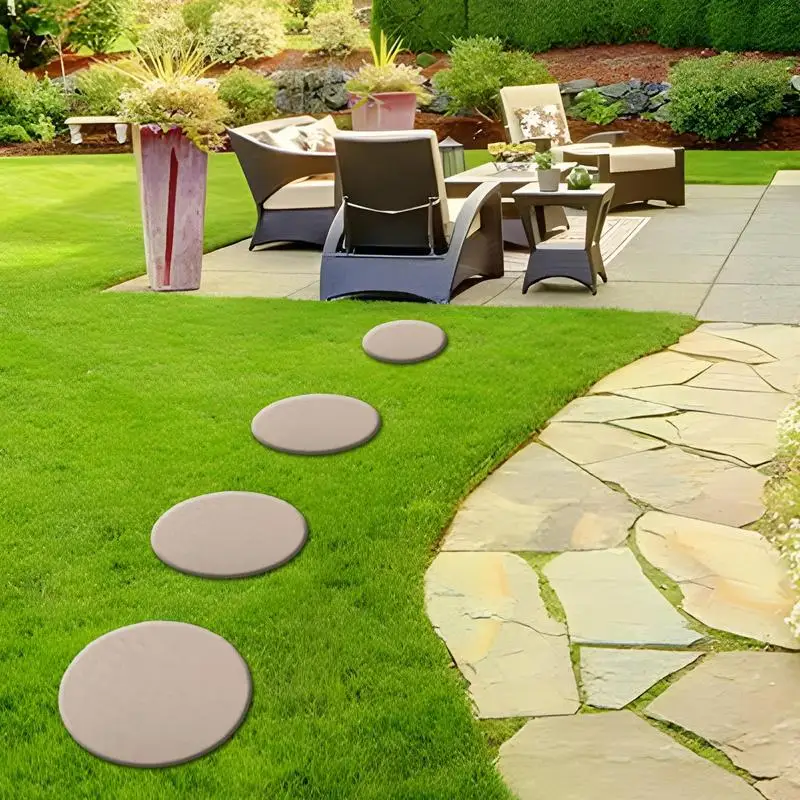 4pcs Garden Stepping Stones With Ground Stakes Garden Decoration Decorative Outdoor Walkway Stones For Park