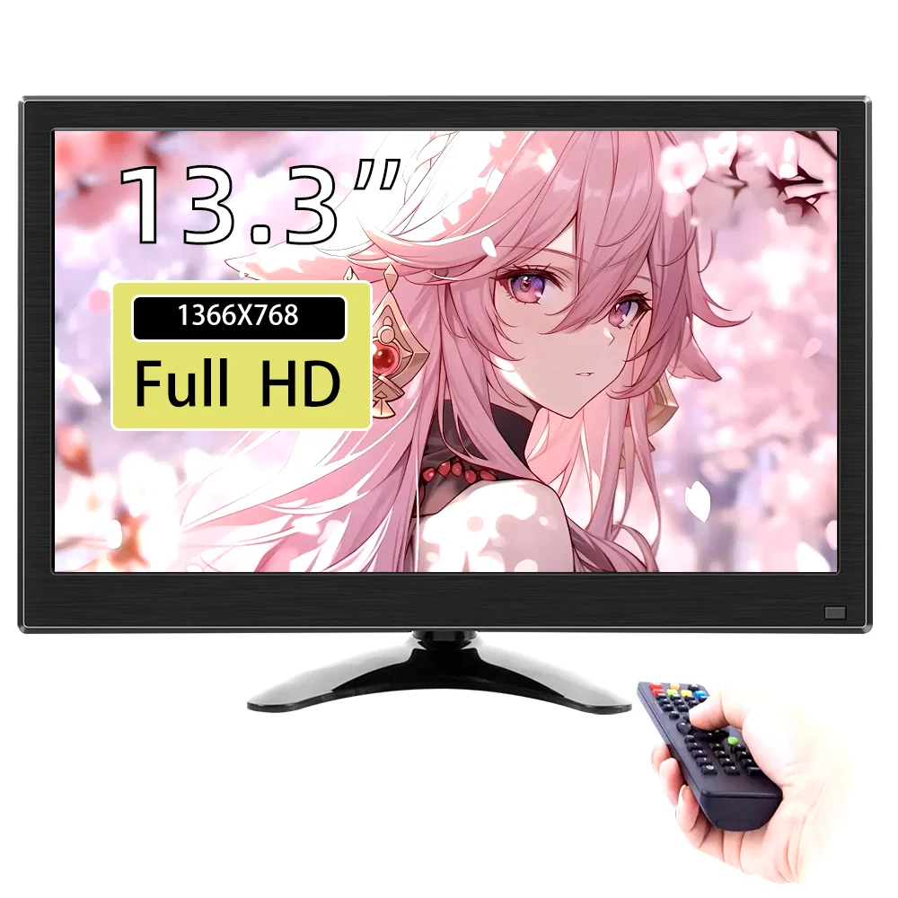 Portable Led Display Mini Monitor Portable Monitor 13.3 inch 1366x768 HD 16:9 Display HDMI VGA BNC AV Port External Monitor for Laptop/PC/Raspberry pi /PS4/Xbox