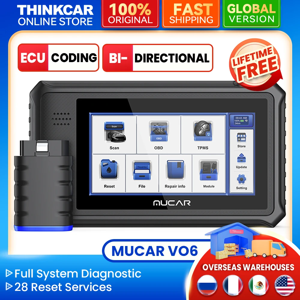 MUCAR VO6 OBD2 Professional Auto Scanner Full System 28 Reset ECU coding Bi-directional Lifetime Free Update Car Diagnostic Tool