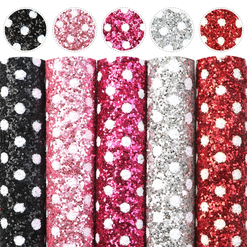 A5 Size 5-8pcs/lot Chunky Glitter Faux Leather Sheets Solid Color Synthetic Leather Fabric Set DIY Earrings Bows Craft,1Yc15424