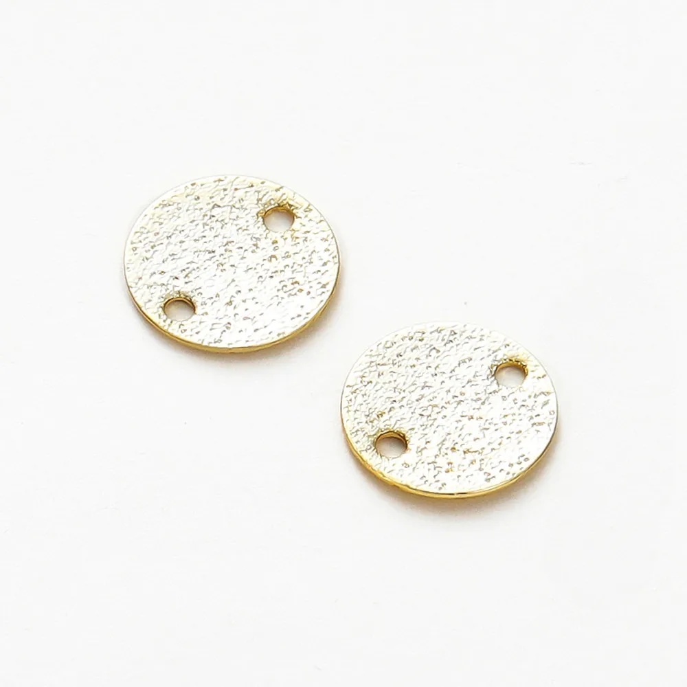 

10Pcs Connector 10MM 14K Gold Brass Frosted Round Charms Jewelry Making Supplies Diy Findings Accessories Finding