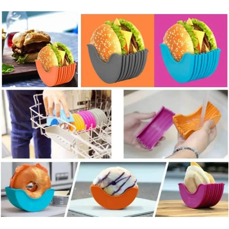 Kitchen tools Reusable Burger Rack Useful Gadgets Silicone Frame Burger Tool Holder Shelf Storage Kitchen Home Organizer Box Tools Dining Bar