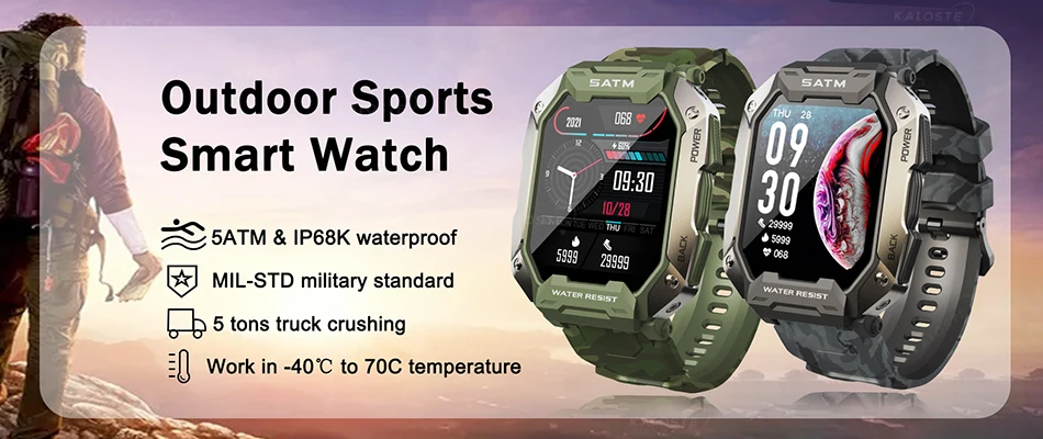 Smart Watch 2022 New Outdoor 380mAh Sports Smart Watches Heart Rate Blood Pressure 5ATM Waterproof Bluetooth Smartwatch For Mens