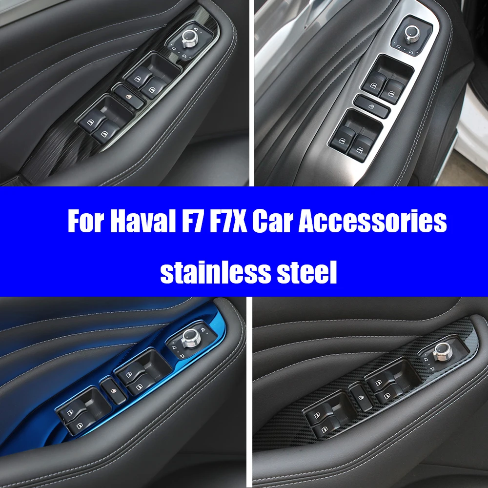 

For Haval F7 F7x 2018 2019 2020 Stainless Steel Car Door Window glass Lift Control Switch Panel Cover Trim Frame Auto Accessorie