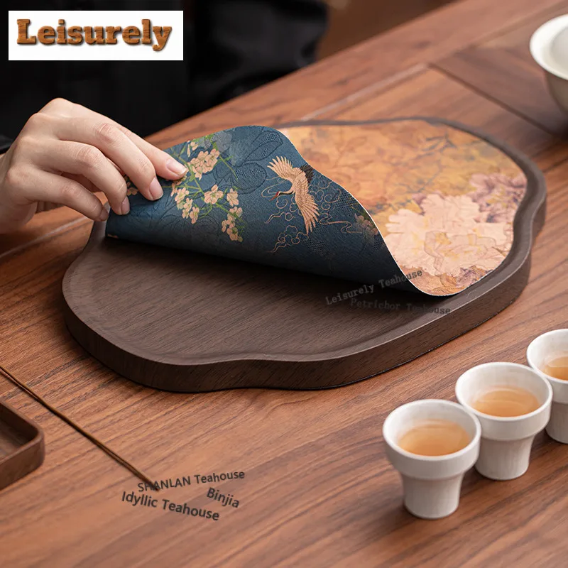 Walnut Wood Tea Tray Dessert Candy Tray Coffee Storage Board Teapot Insulation Pad Dishes for Serving Teaset Accessories Craft