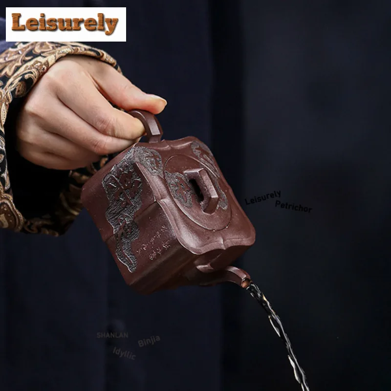 180ml Antique Yixing Purple Clay Teapots Handmade Pot Raw Ore Mud Kettle with Filter Chinese Zisha Tea Set Tea Services Gift