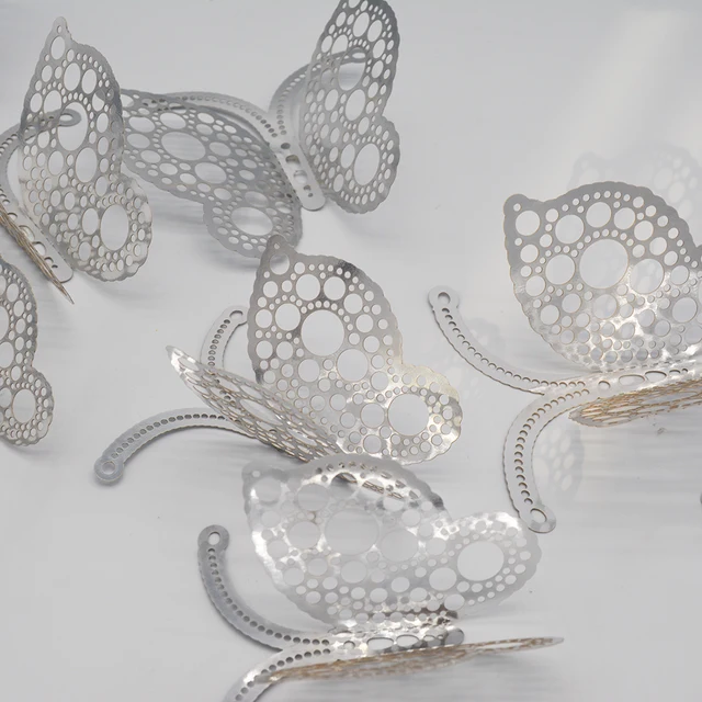 12Pcs Metal Texture Gold Artificial Butterfly Cake Topper Cake Decoration Simulation Butterflies Wedding Crafts Party Decoration S010