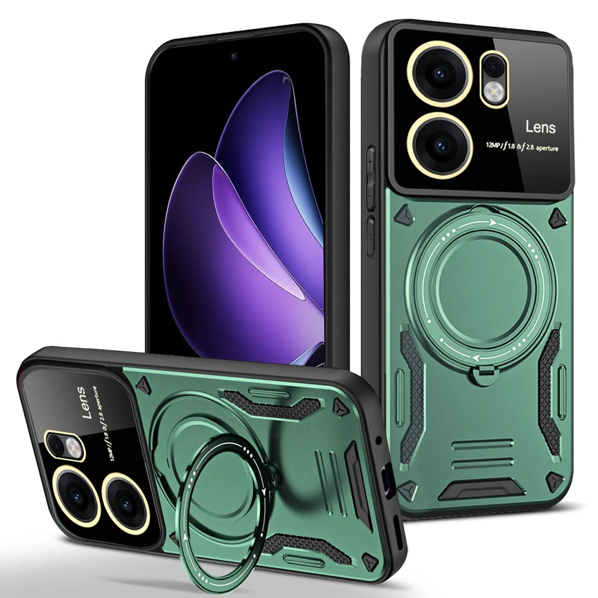 Shockproof Armor Lens Protection Case with Magnetic Wireless Charging