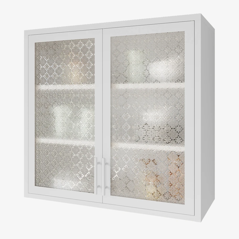Retro Style Wall Mounted Cabinet Table-Top Storage Cabinet with Hazy Glass Doors and 2 Adjustable Shelves for Bathroom Kitchen L 4
