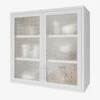Retro Style Wall Mounted Cabinet Table-Top Storage Cabinet with Hazy Glass Doors and 2 Adjustable Shelves for Bathroom Kitchen L 4