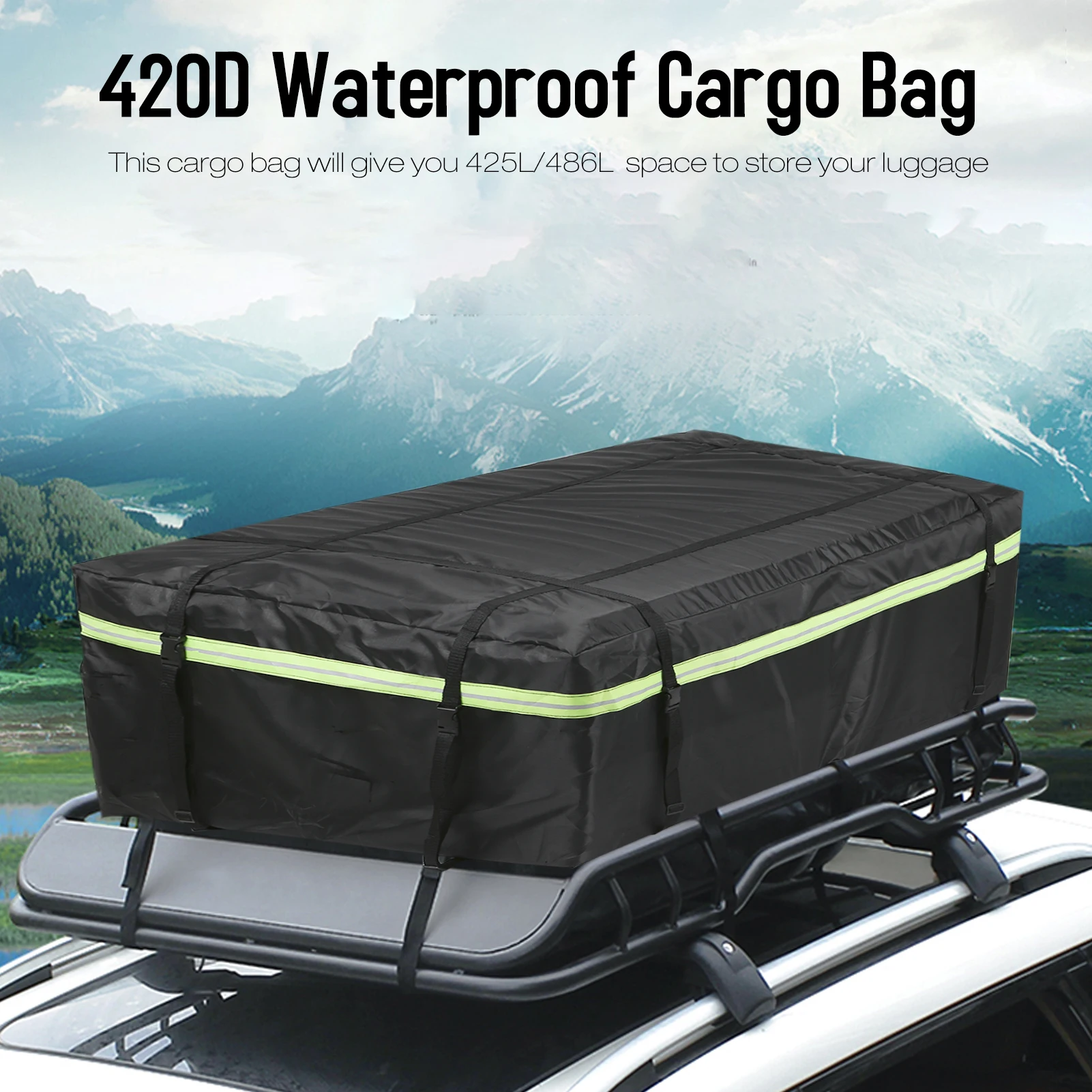 WaterproofCargoBagCarRoofCargoCarrierwithNightReflectiveStrip