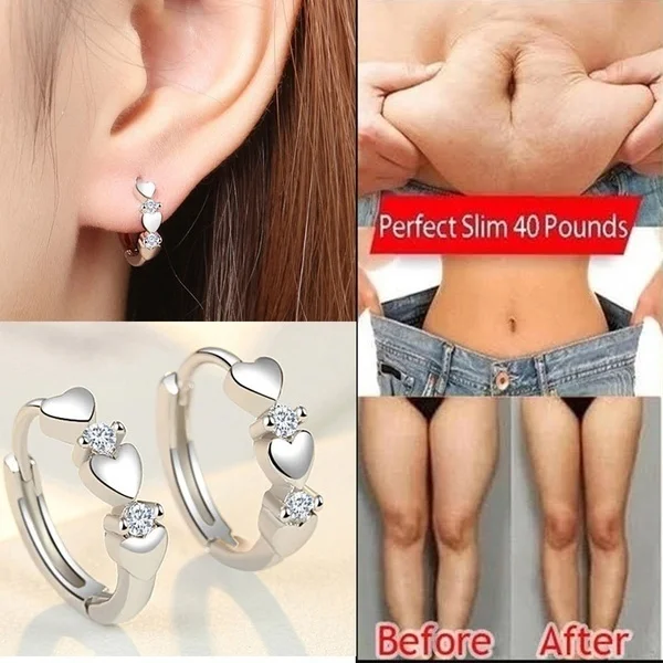 1 Pair Slimming Earrings Love Heart-shaped Earrings Silver Lose Weight Stimulating Acupoints Health Slimming Ear Studs 1 1 Pair Slimming Earrings Love Heart-shaped Earrings Silver Lose Weight Stimulating Acupoints Health Slimming Ear Studs 1