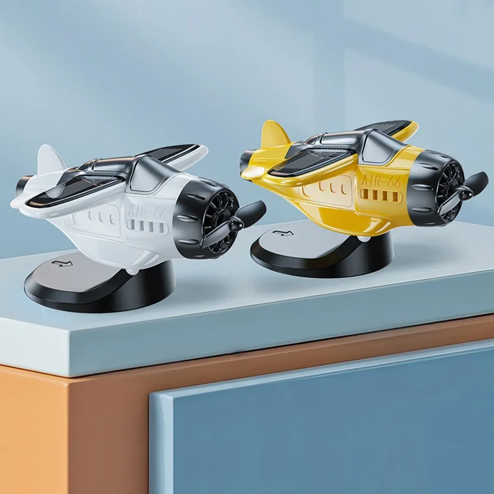 Solar Powered Fighter Airplane Rotating Propeller Auto Decoration
