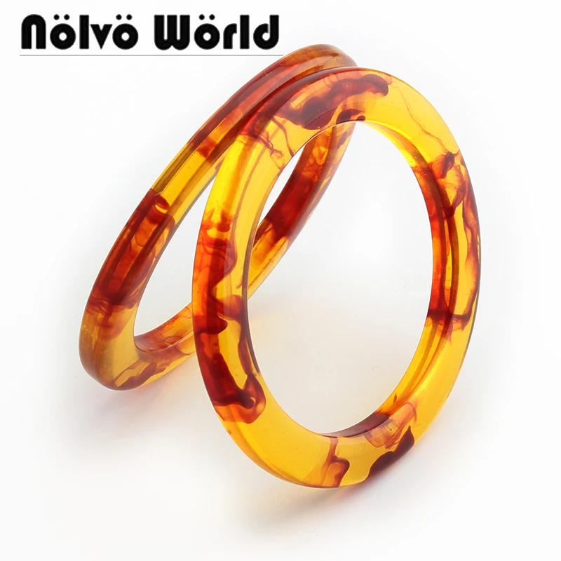 4-10pcs 10cm Amber Resin Flat O Ring Handles For Woman Handbag Purse Replacement Handlle Accessories 2022 Hot Sale