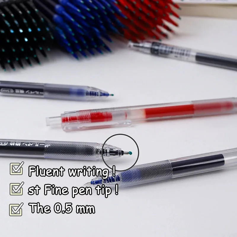 25pcs/mix Extendable Gel Pen 0.5mm 3color Ink Black/red/blue Replaceable Pen Refills Writing Suitable for School Office Supplies