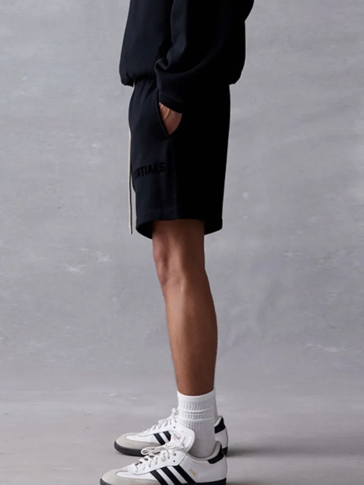 American Fashion Brand Double Line Tshrit And Shorts For Men 2024 Summer New Solid Cotton Casual Set Simple Classic Streetwear