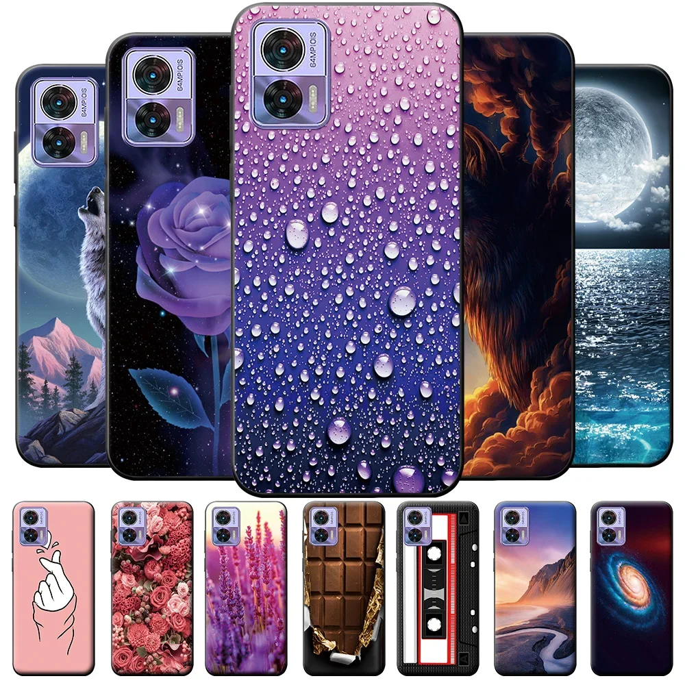 Samyje Cover Compatibile con Custodia Motorola Moto Edge 30 Neo/Edge 30 Lite Silicone Sottile Morbido Motivo Case con Proteggi Schermo Resistente ai Graffi Cassa - Cielo Stellato e Amore