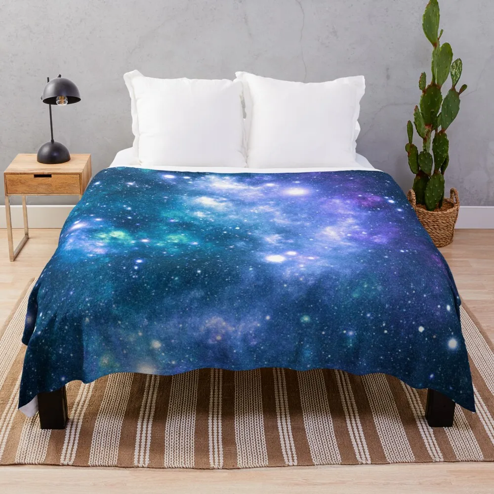 

Turquoise Teal Purple Galaxy Nebula Throw Blanket Anti-pilling flannel Fleece stuffed blankets