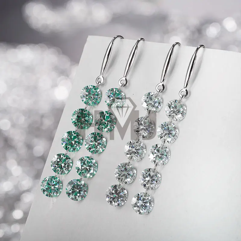 HMJ 10 Carat D Color Moissanite Stud Earrings For Women Top Quality 100% 925 Sterling Silver Sparkling Wedding Jewelry