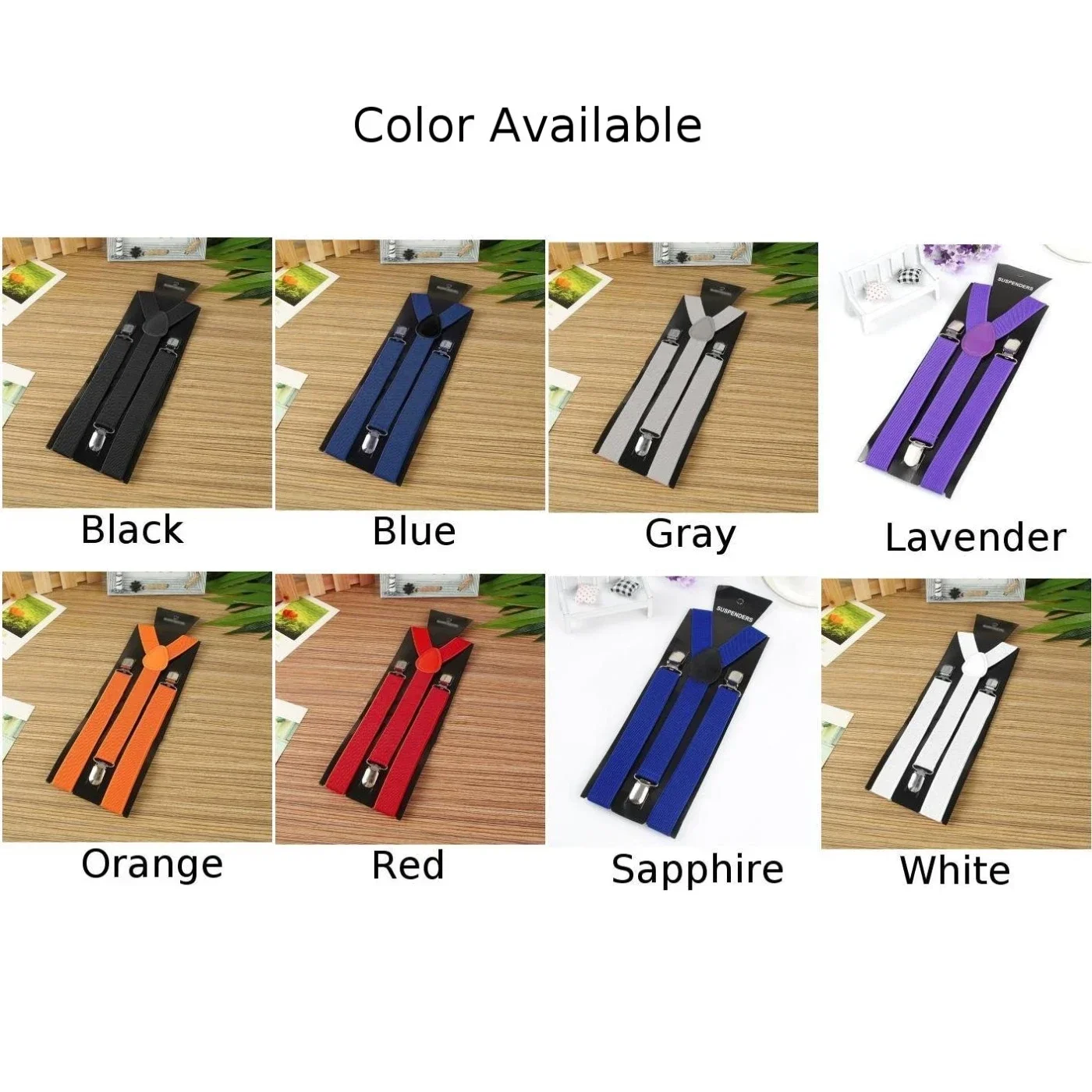 Women Men Fashion Elastic Suspenders Black Adjustable Y-Back Classic Clip-on
