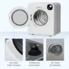 Clothes Dryer, 120V 1300W Compact Laundry Dryer with Intelligent Drying, 3.2 cu.ft Stainless Steel Drum, Front L 6