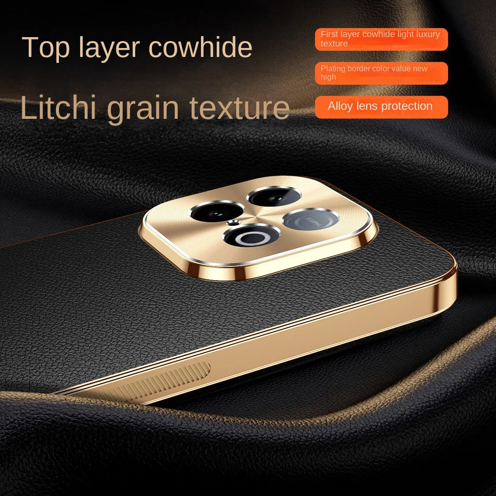 Lychee Texture Electroplated Frame Protective Case