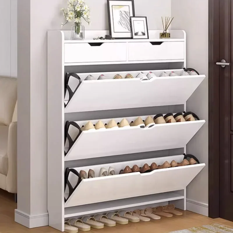 

Multi Layer Shoe Rack Dust Proof Luxury Vertical Wooden Hallway Shoe Cabinet Italian Minimalist Gabinete Entrance Furniture